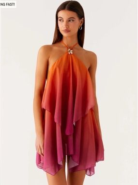 Peppermayo Gradient Orange Halter Minidress